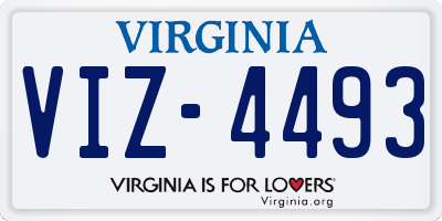 VA license plate VIZ4493