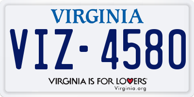 VA license plate VIZ4580