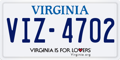 VA license plate VIZ4702