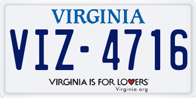 VA license plate VIZ4716