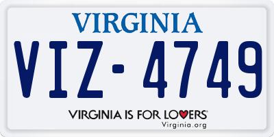 VA license plate VIZ4749