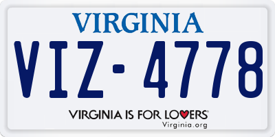 VA license plate VIZ4778