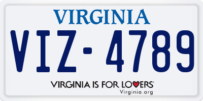 VA license plate VIZ4789