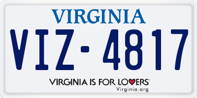 VA license plate VIZ4817