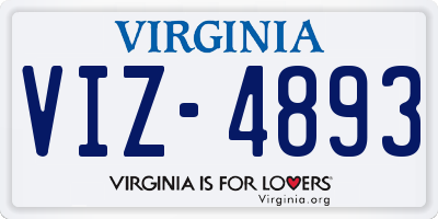 VA license plate VIZ4893