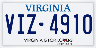 VA license plate VIZ4910