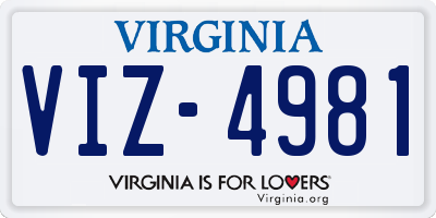 VA license plate VIZ4981