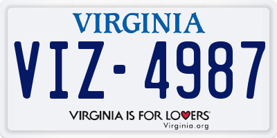VA license plate VIZ4987