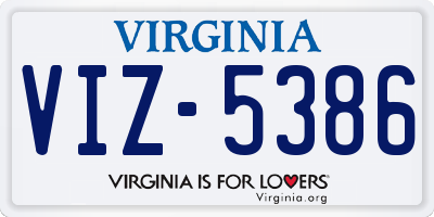 VA license plate VIZ5386
