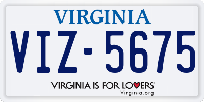 VA license plate VIZ5675