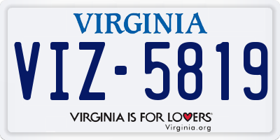 VA license plate VIZ5819