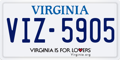VA license plate VIZ5905