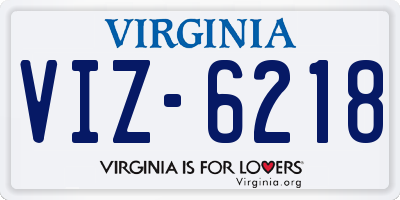 VA license plate VIZ6218