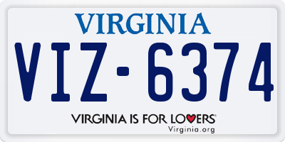 VA license plate VIZ6374