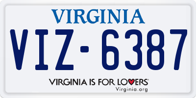 VA license plate VIZ6387