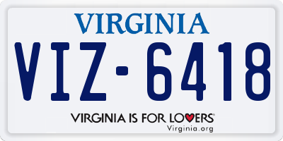 VA license plate VIZ6418
