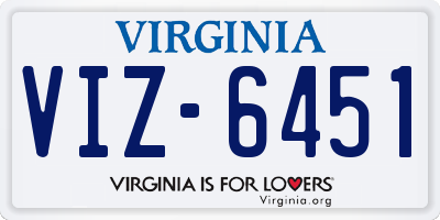 VA license plate VIZ6451
