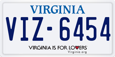 VA license plate VIZ6454