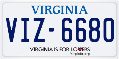 VA license plate VIZ6680