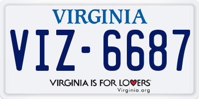 VA license plate VIZ6687