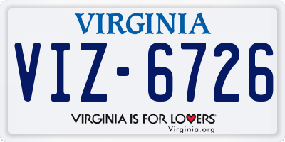 VA license plate VIZ6726