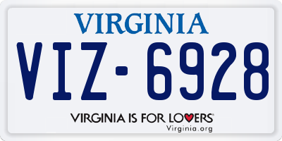 VA license plate VIZ6928