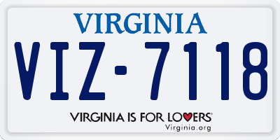VA license plate VIZ7118
