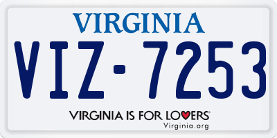 VA license plate VIZ7253