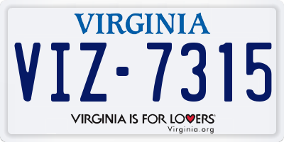 VA license plate VIZ7315