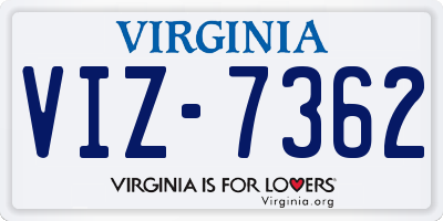 VA license plate VIZ7362