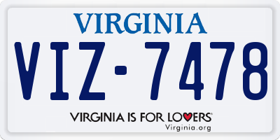 VA license plate VIZ7478