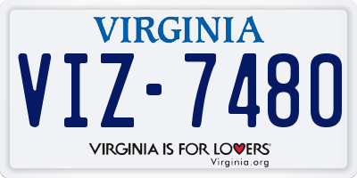 VA license plate VIZ7480