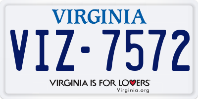 VA license plate VIZ7572