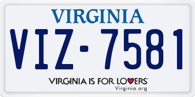 VA license plate VIZ7581