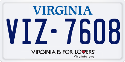 VA license plate VIZ7608
