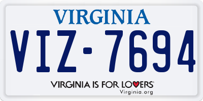VA license plate VIZ7694