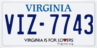 VA license plate VIZ7743