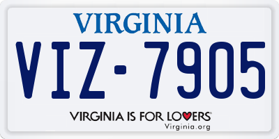 VA license plate VIZ7905
