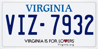 VA license plate VIZ7932