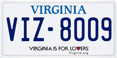 VA license plate VIZ8009