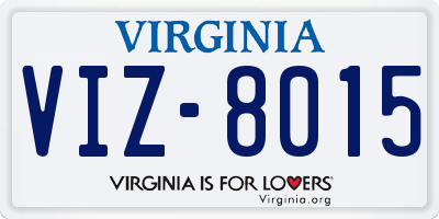 VA license plate VIZ8015