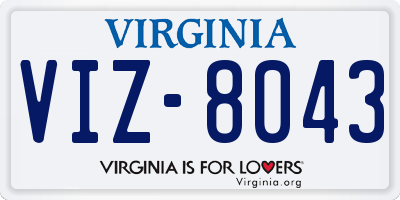 VA license plate VIZ8043