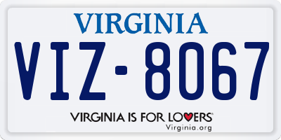 VA license plate VIZ8067