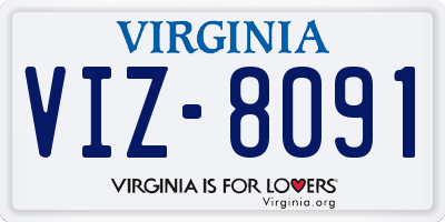 VA license plate VIZ8091