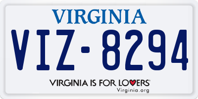 VA license plate VIZ8294