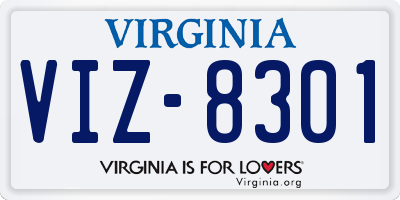 VA license plate VIZ8301