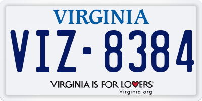 VA license plate VIZ8384