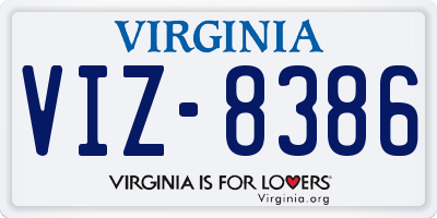 VA license plate VIZ8386
