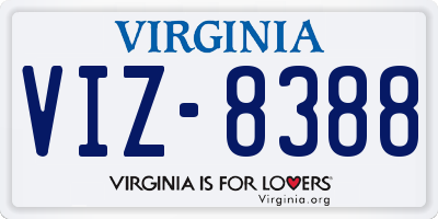 VA license plate VIZ8388