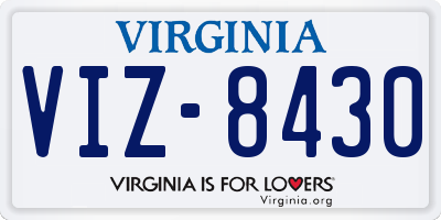VA license plate VIZ8430
